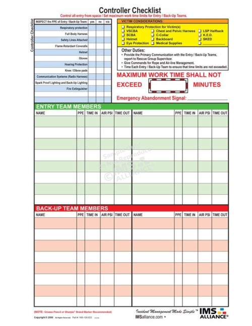 Controller Checklist Board Front