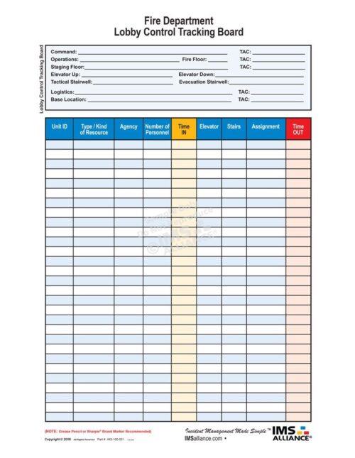 Lobby Control Tracking Board Front