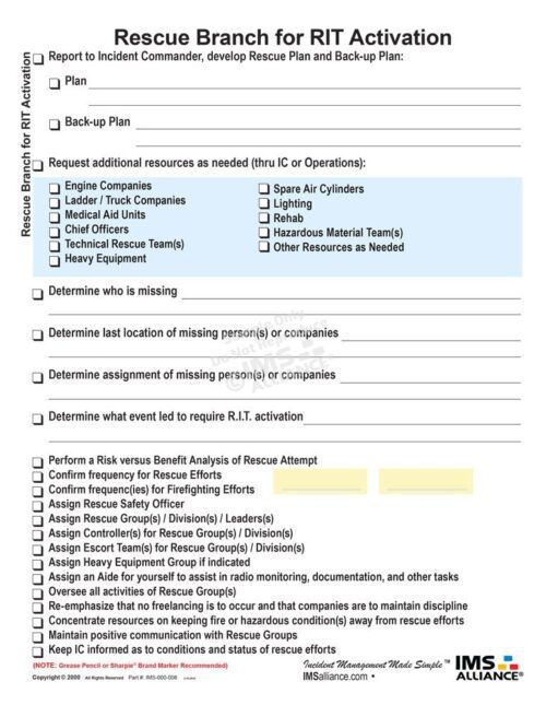 R.I.T. Rescue Branch Board Front
