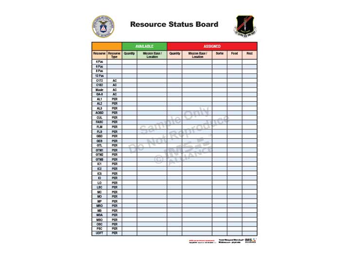 Civil Air Patrol Resource Status Board 718x532