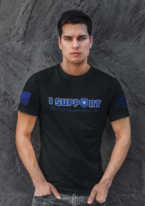 Support the Blue on a Black Men's T-Shirt
