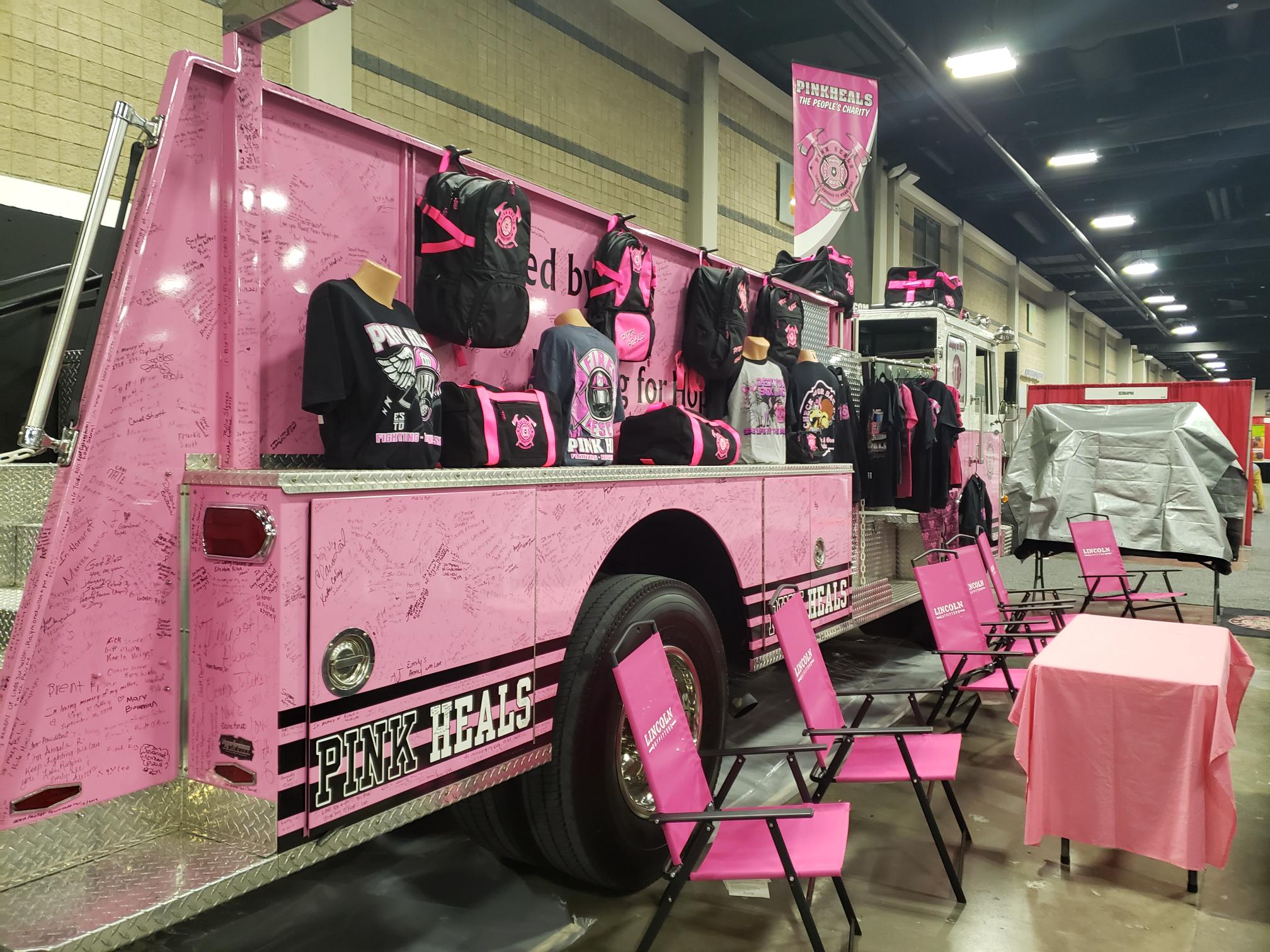 Pink heal sides view trucks