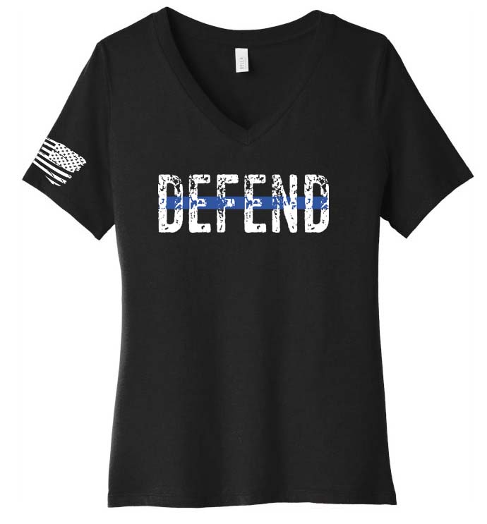 Defend_The_Blue_BK_VNeck_Womens