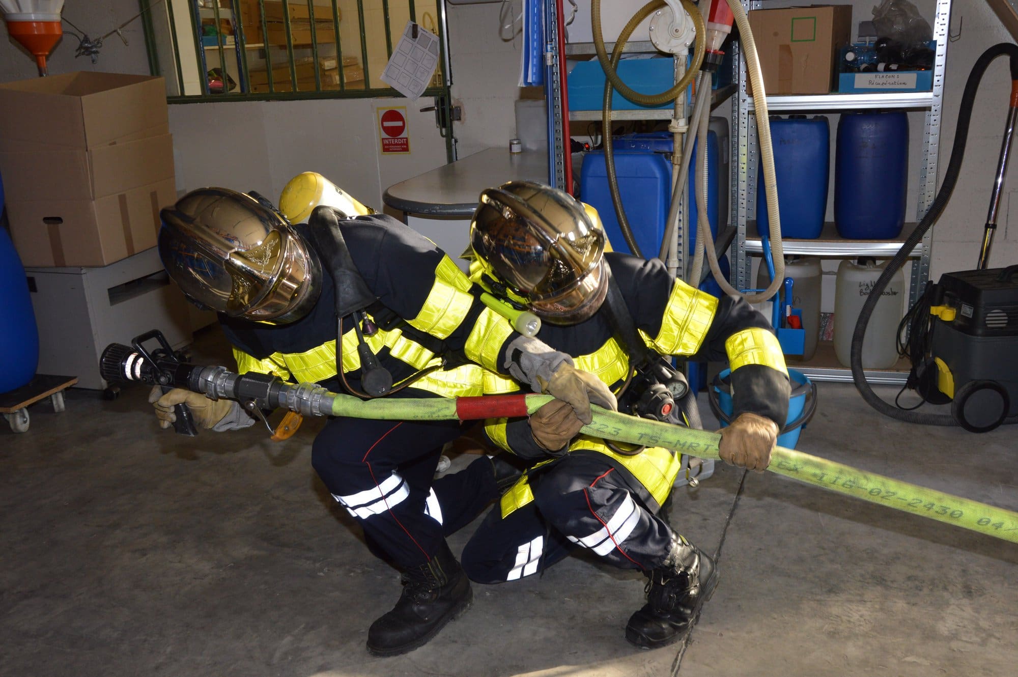 Firefighter cadets undergoing live fire training.